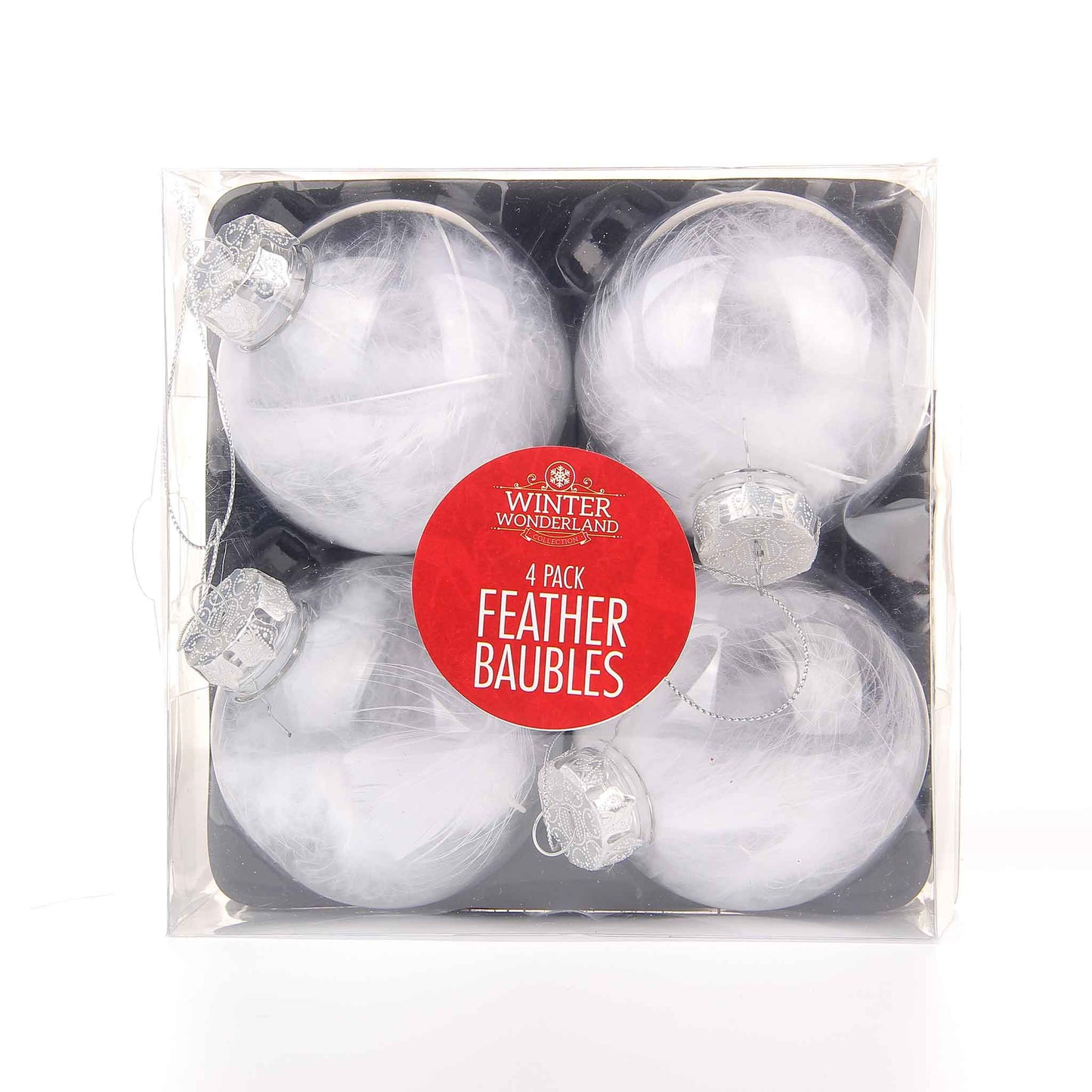 4Pk Feather Baubles