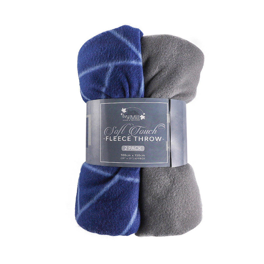 Fleece Throw 2 Pack 100x150cm