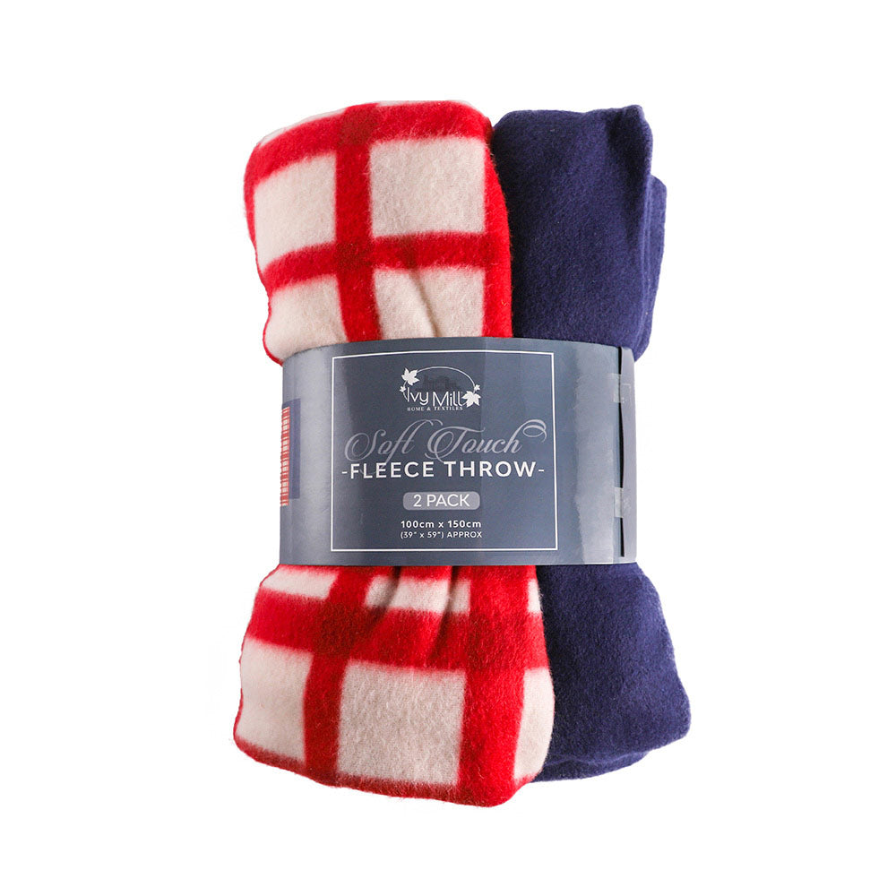 Fleece Throw 2 Pack 100x150cm