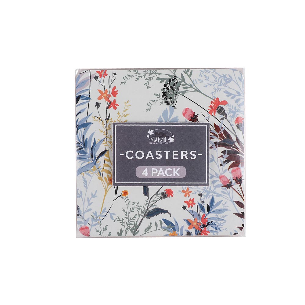 Floral Printed Cork Placemat Square 4PK