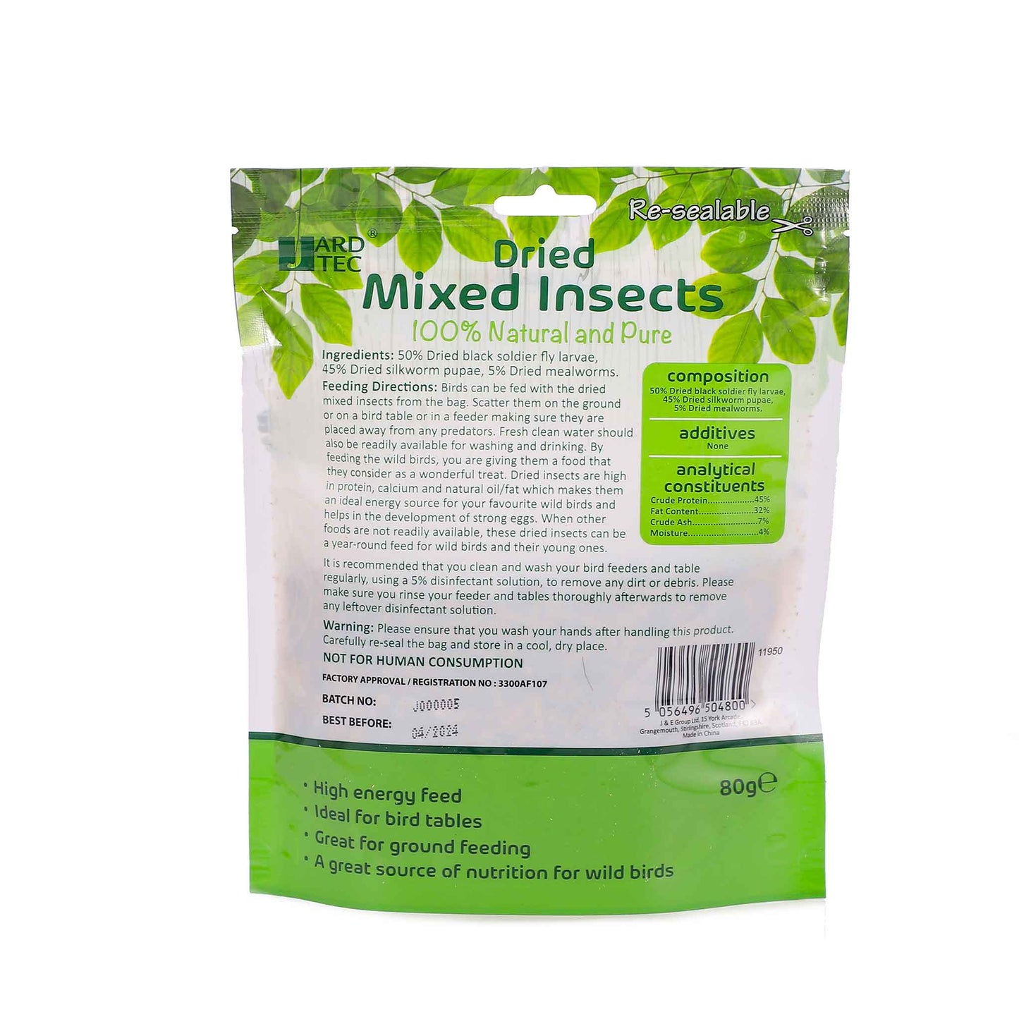 Dried Mixed Insects 80G