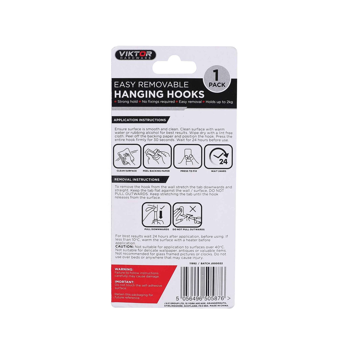 Removable Hanging Wall Hook 1PK