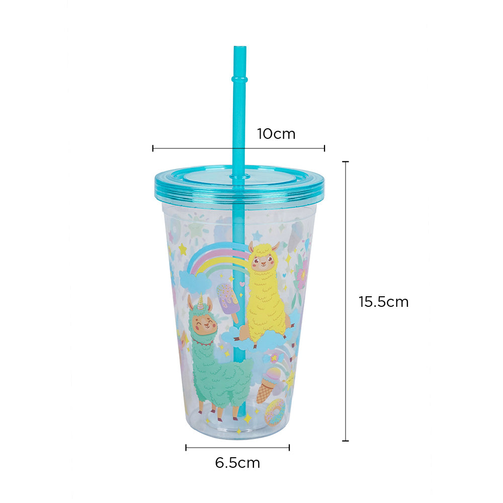 Coloured Plastic Drinking Tumbler Beaker with Lid and Straw