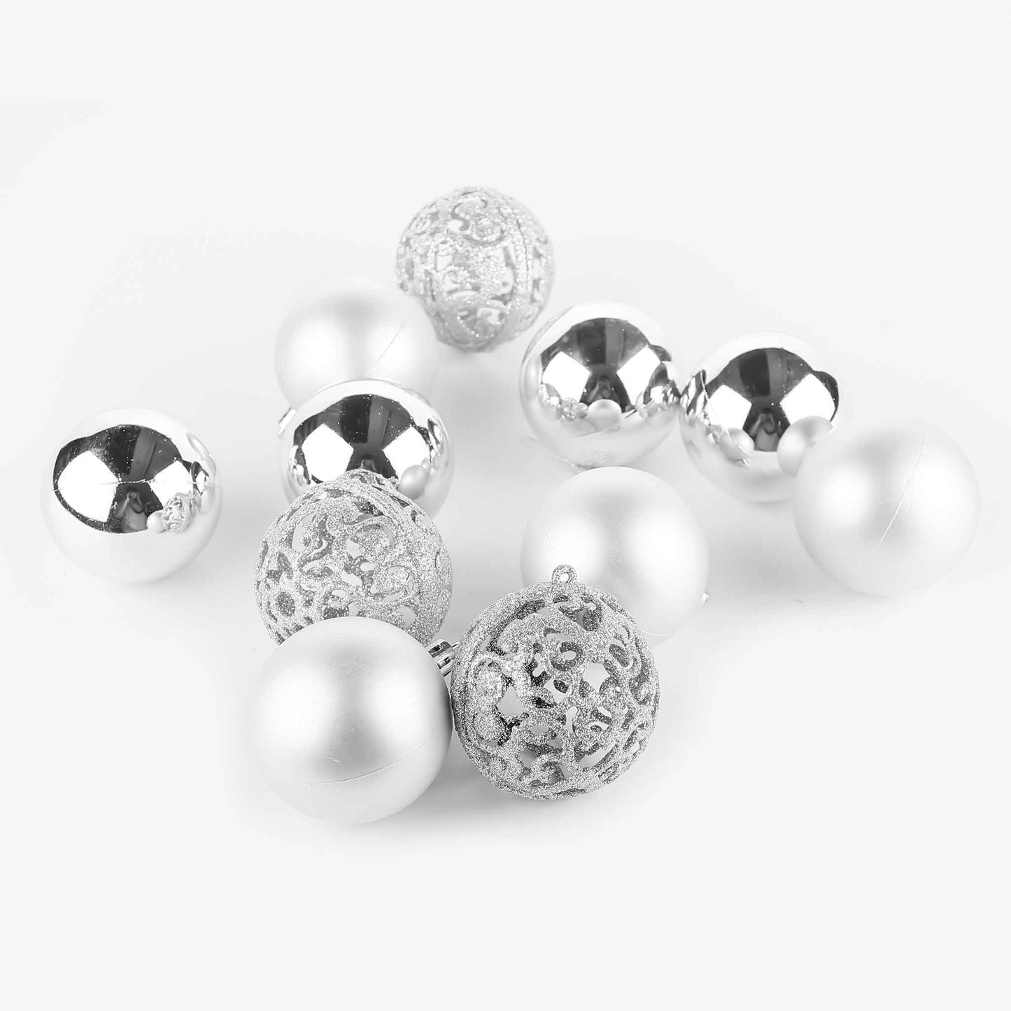 12 Piece Assorted Balls 6cm-Silver