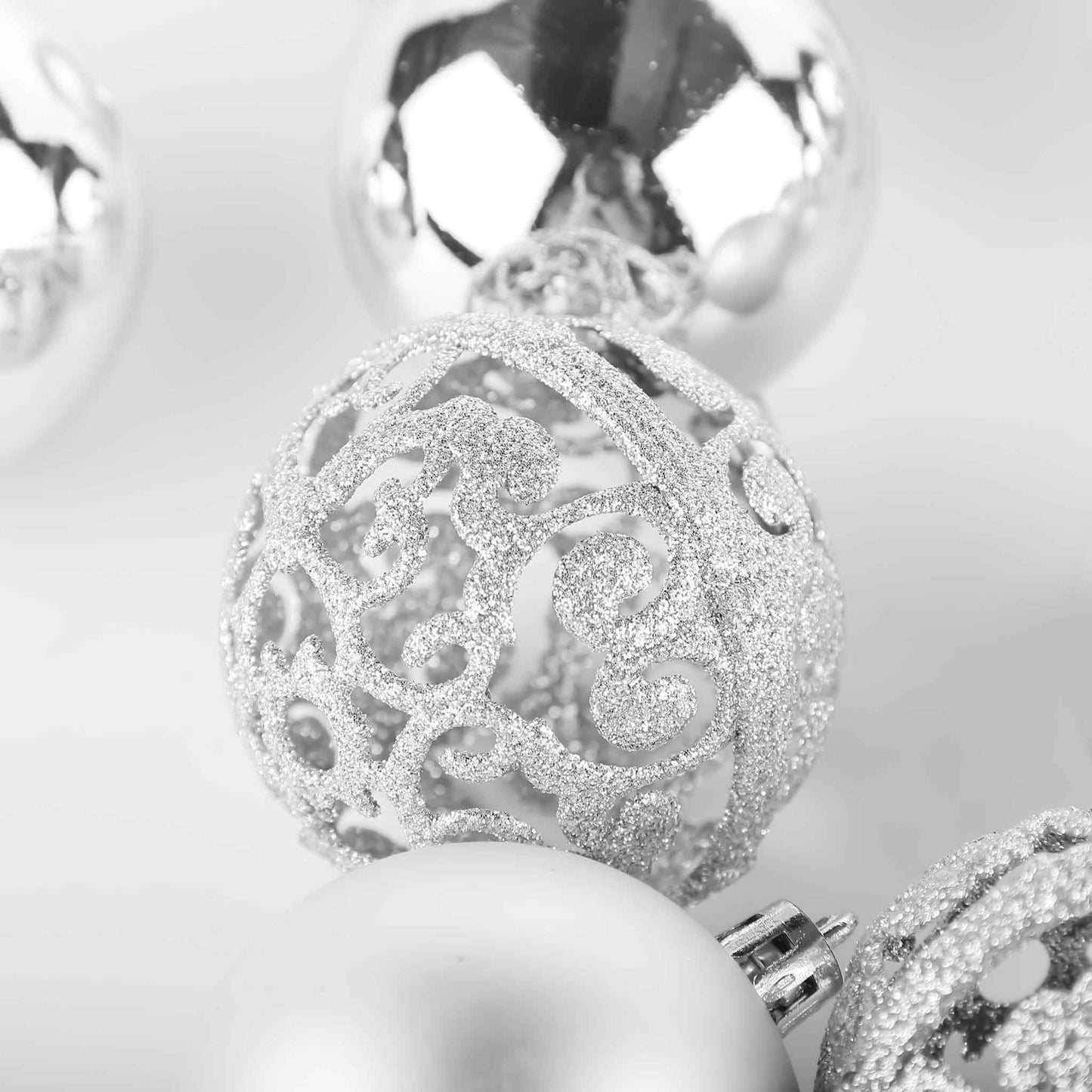 12 Piece Assorted Balls 6cm-Silver
