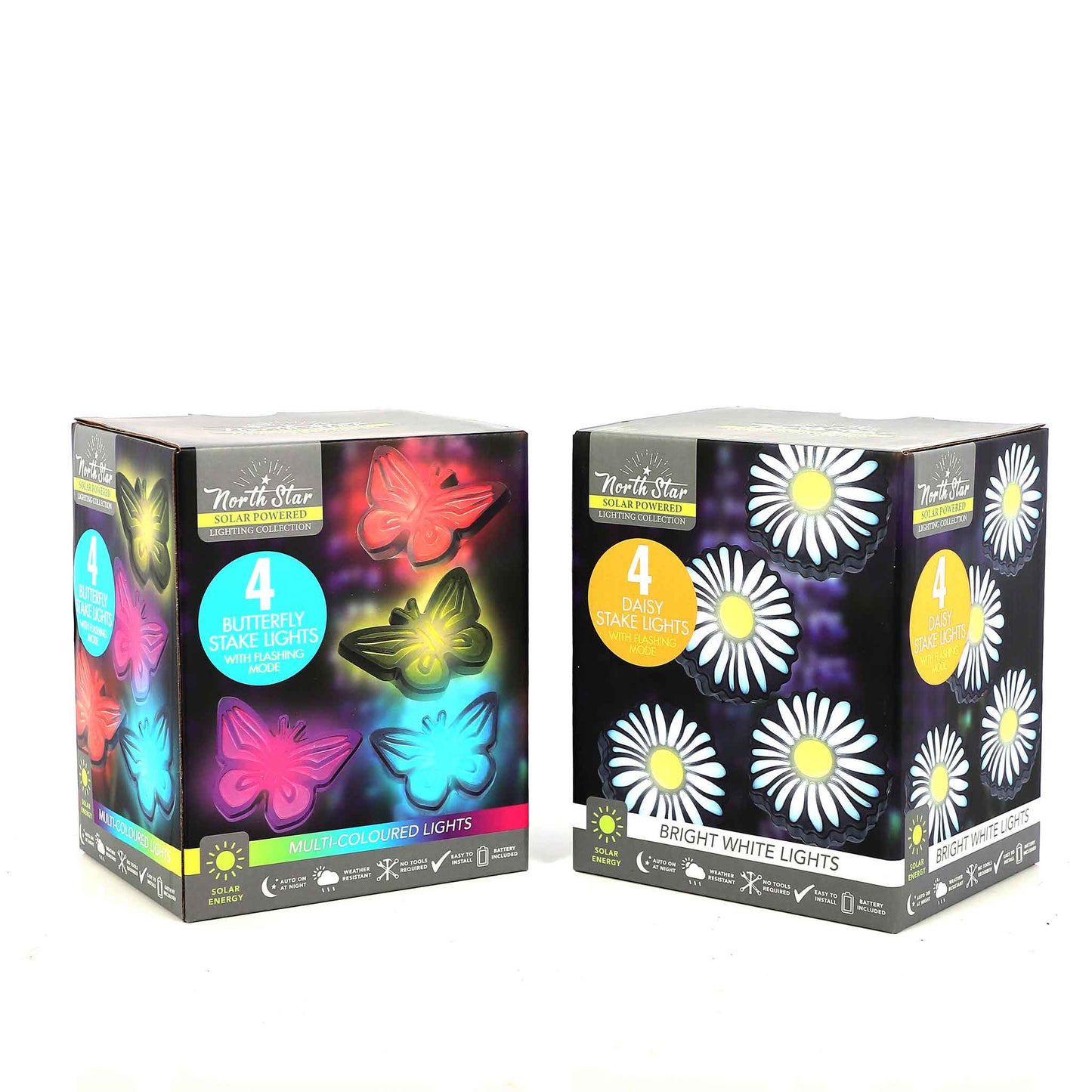 4 Stake Lights(400mah) Butterfly Daisy