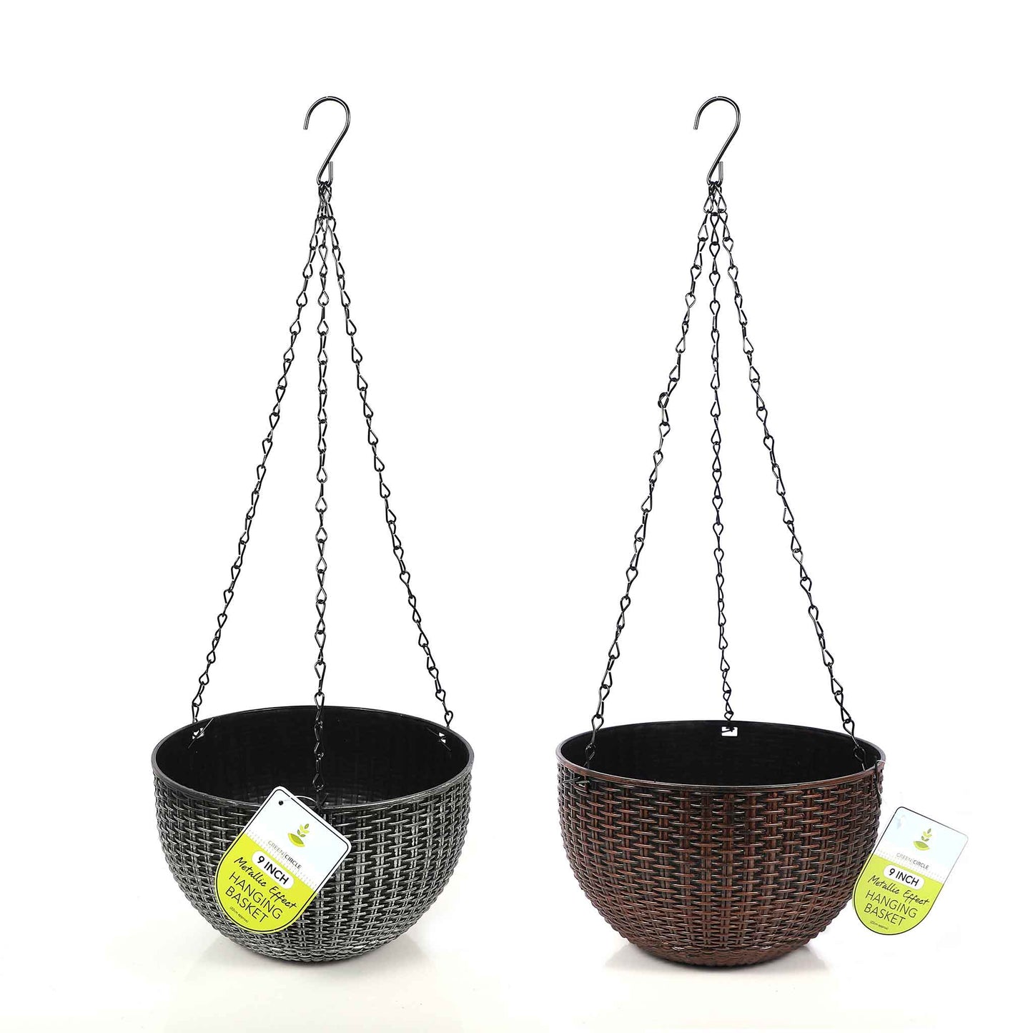 Metalic Effect Hanging Basket 9inch