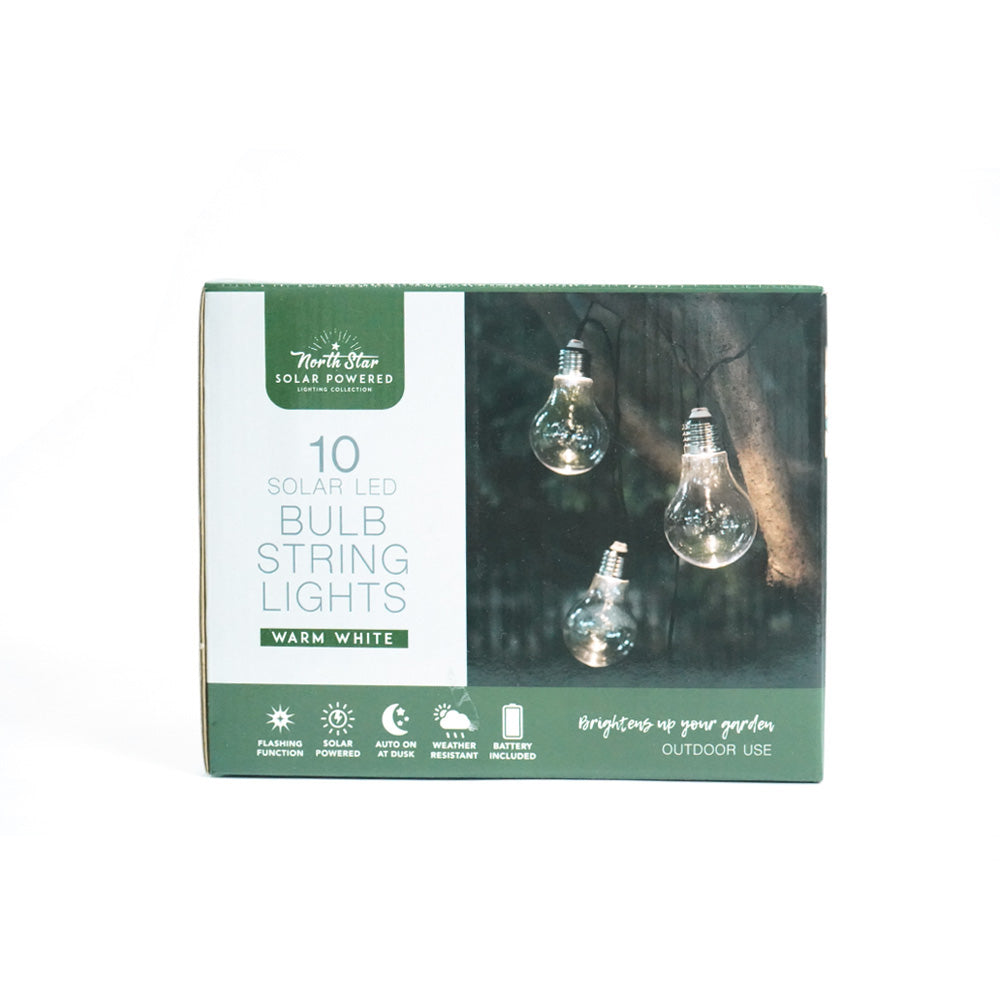 10 Solar LED Light Bulb String Lights