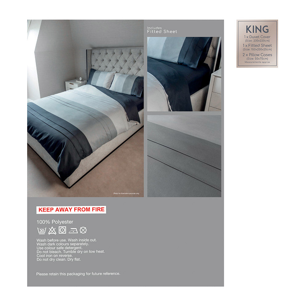 Grey Panel With Fitting Sheet Duvet Set King Size