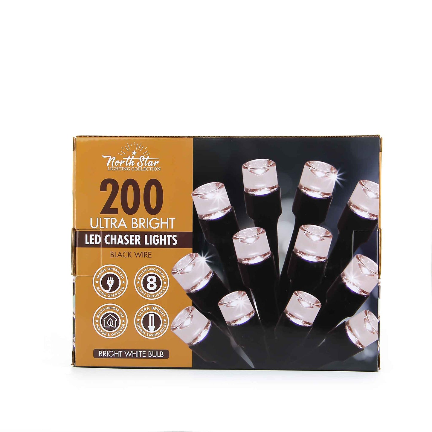 200 LED Chaser Lights Black Wire
