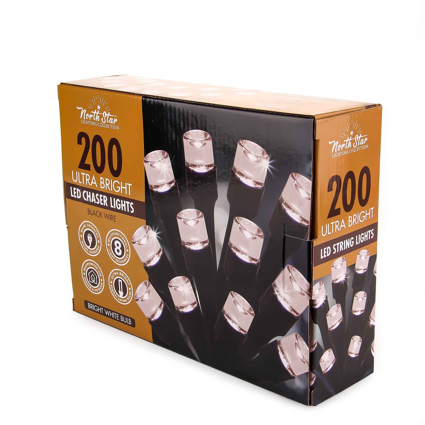 200 LED Chaser Lights Black Wire