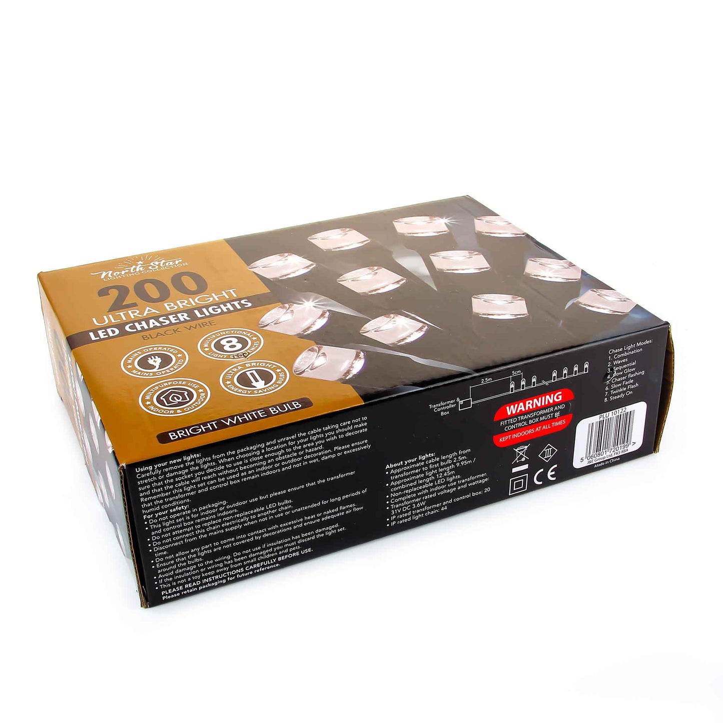 200 LED Chaser Lights Black Wire
