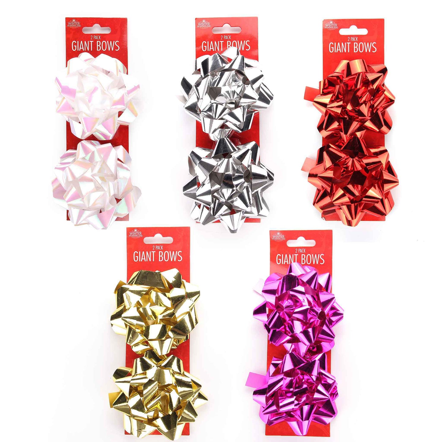 Giant Foil Gift Bows 2 PK Assorted Colours