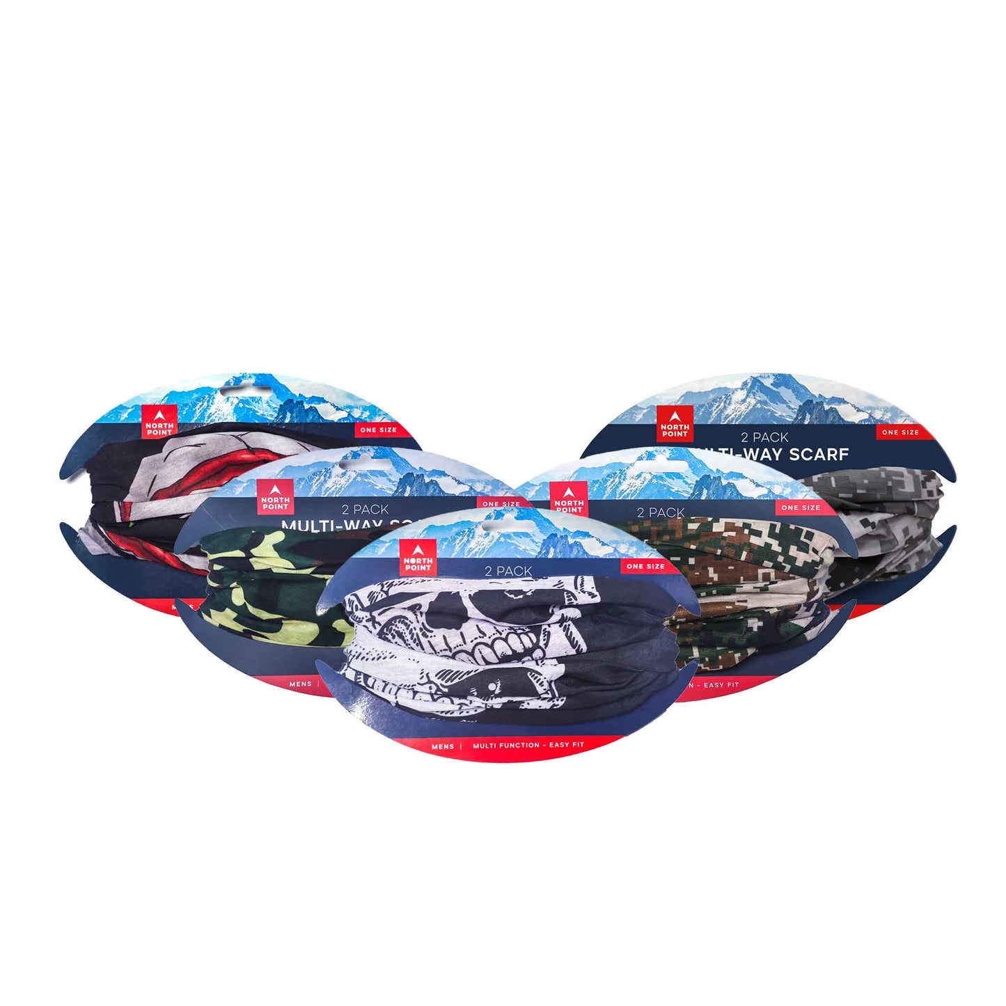Mens 2PK Multi-Way Scarf