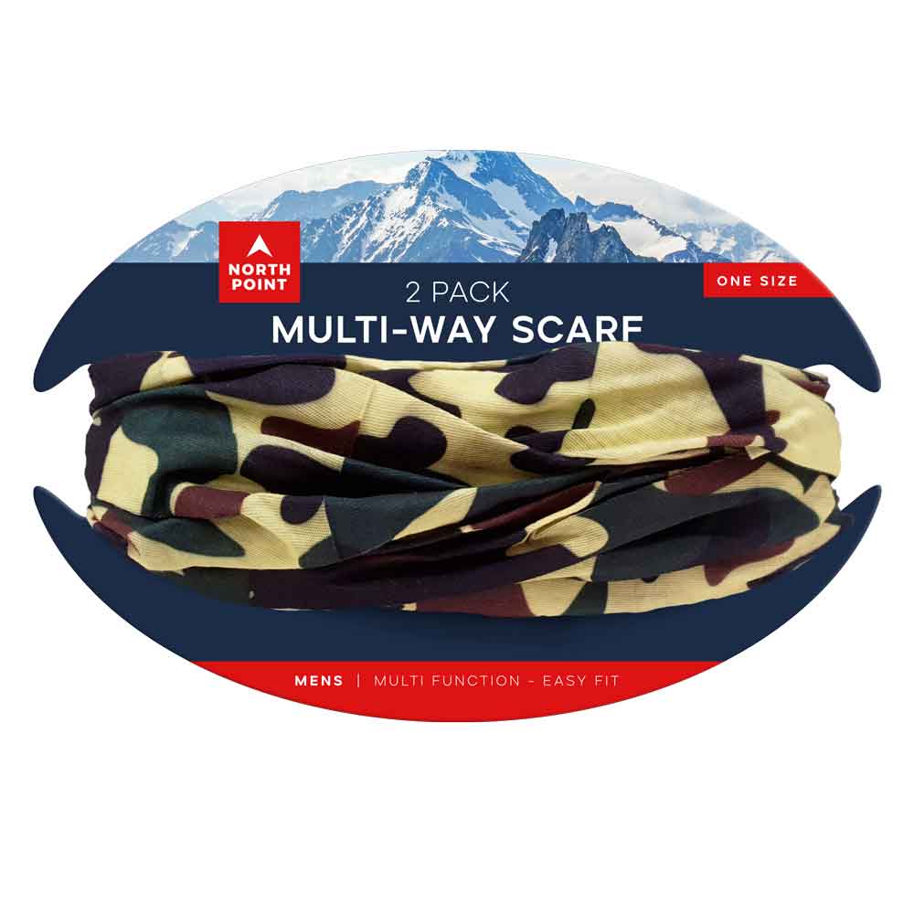 Mens 2PK Multi-Way Scarf
