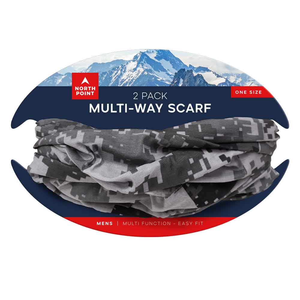 Mens 2PK Multi-Way Scarf