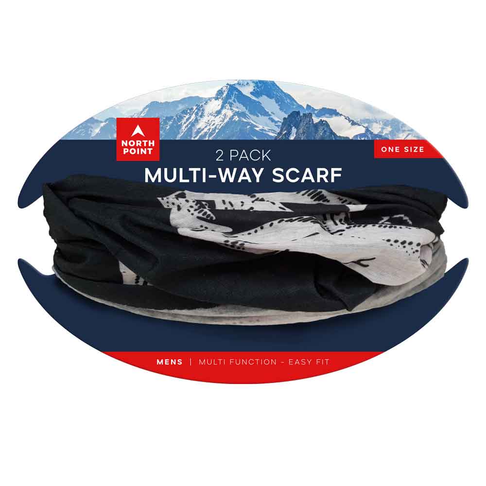Mens 2PK Multi-Way Scarf