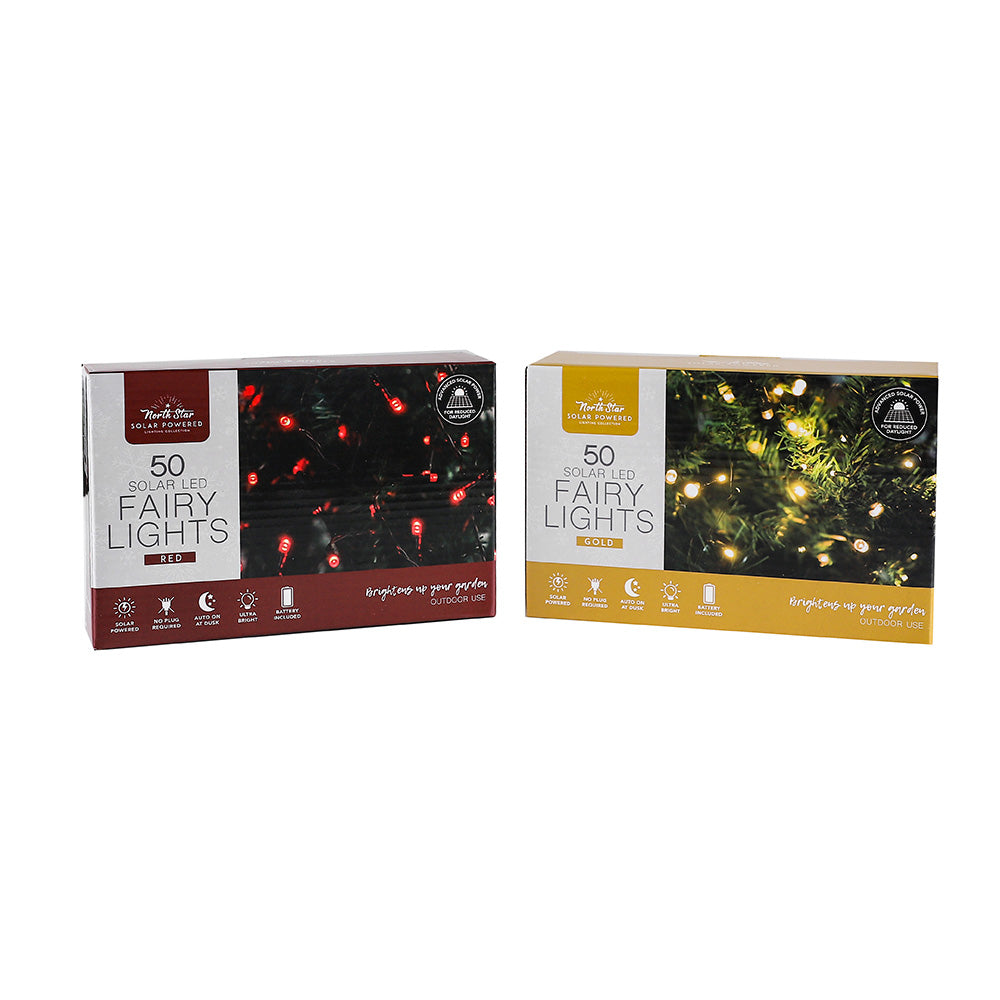 Winter Solar LED Lights Gold & Red 50