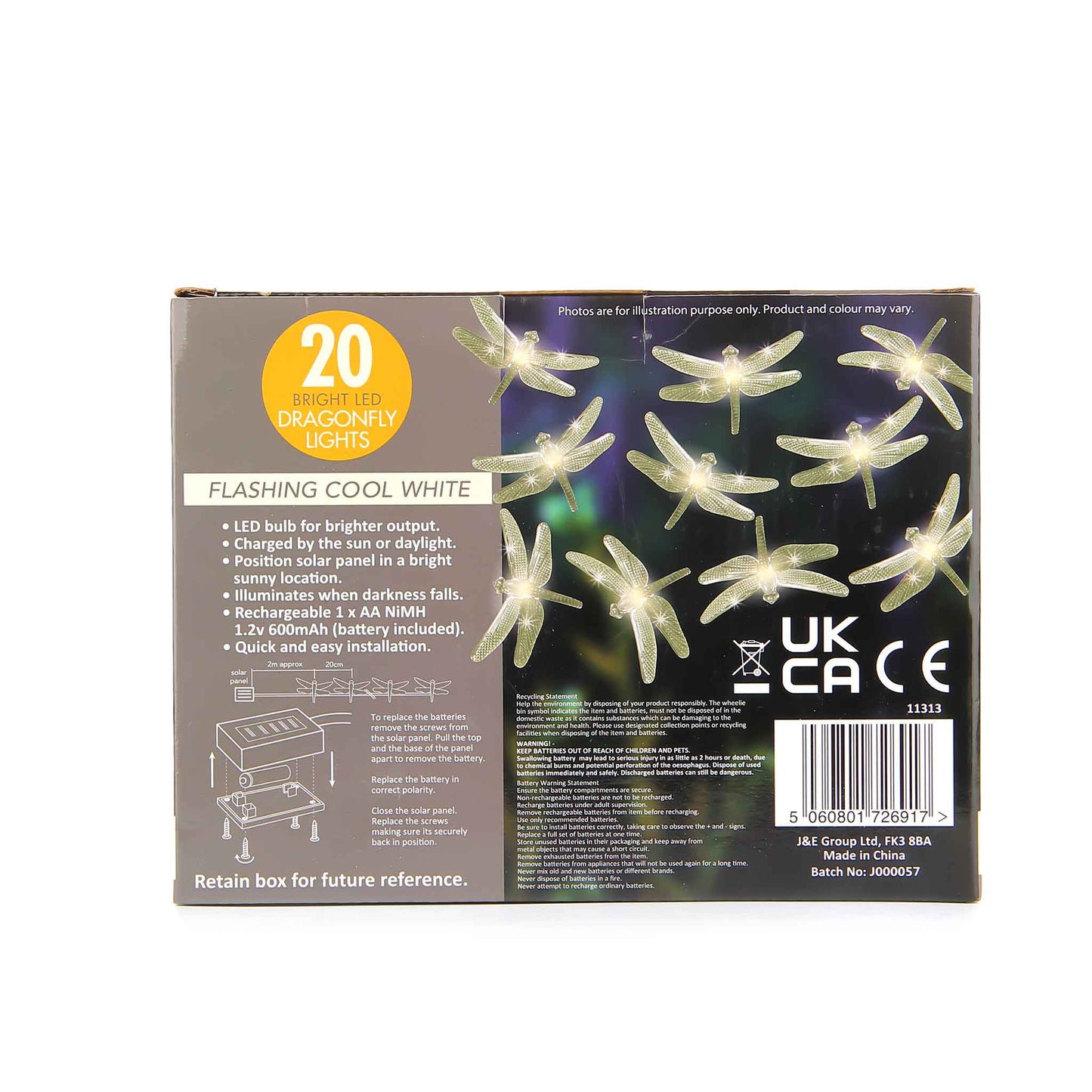 LED Dragonfly & Butterfly String Solar Lights 20