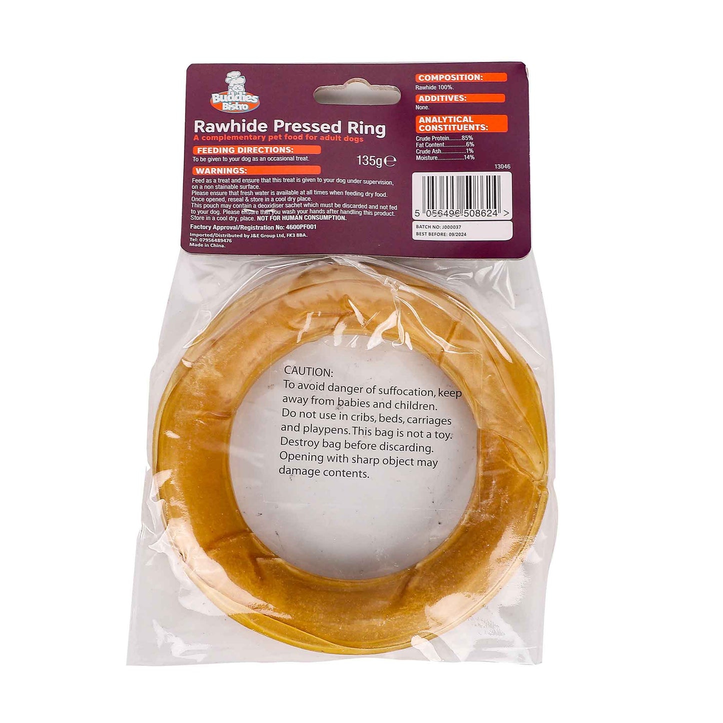 Rawhide Pressed Ring Dog Treat 135g