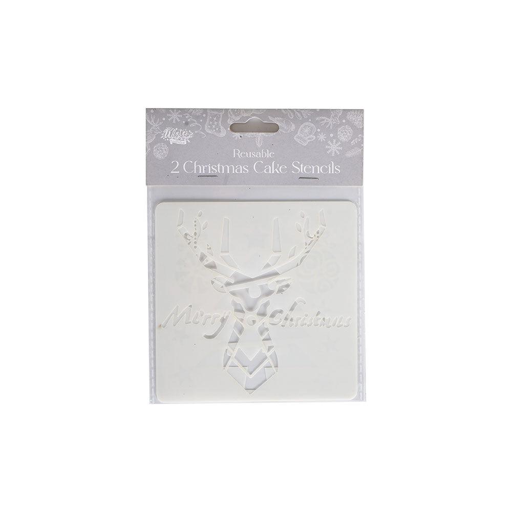 Reusable Christmas Cake Stencils 2Pack