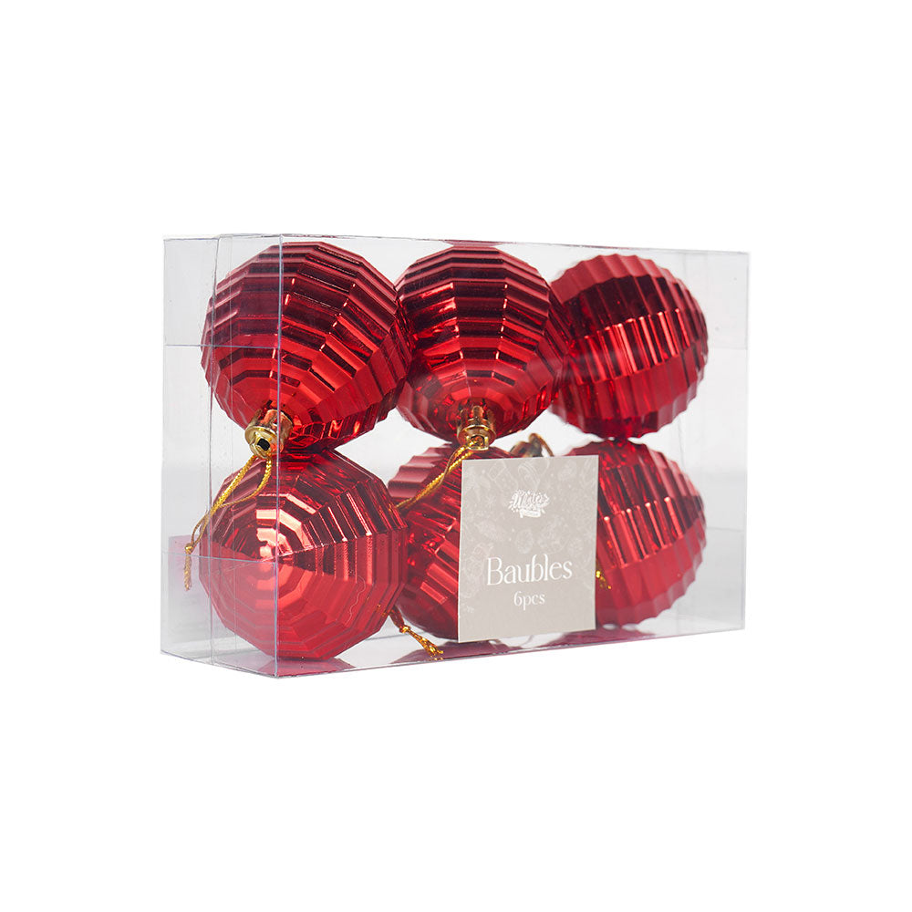Christmas Baubles 6CM 6PCS Red