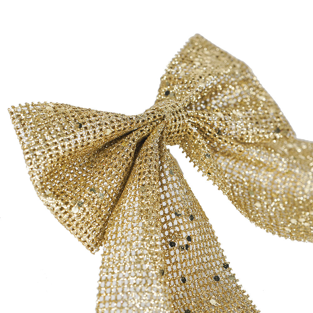 Christmas Bow Gold 2PC 12x13cm
