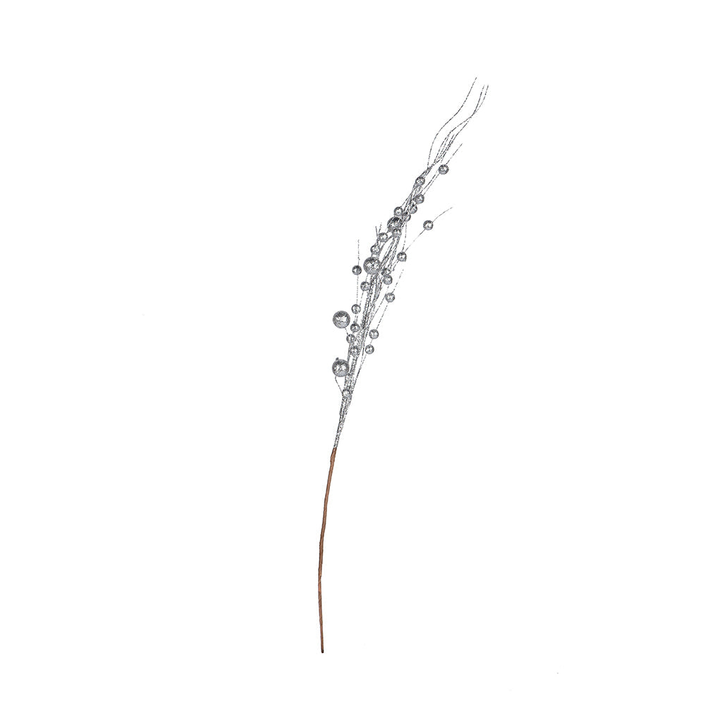 Christmas Glitter Berry Branch Silver