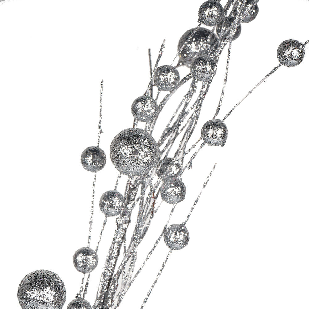 Christmas Glitter Berry Branch Silver