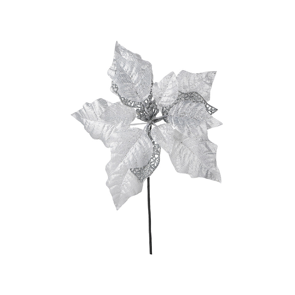 Artificial Silver Poinsettia Stem