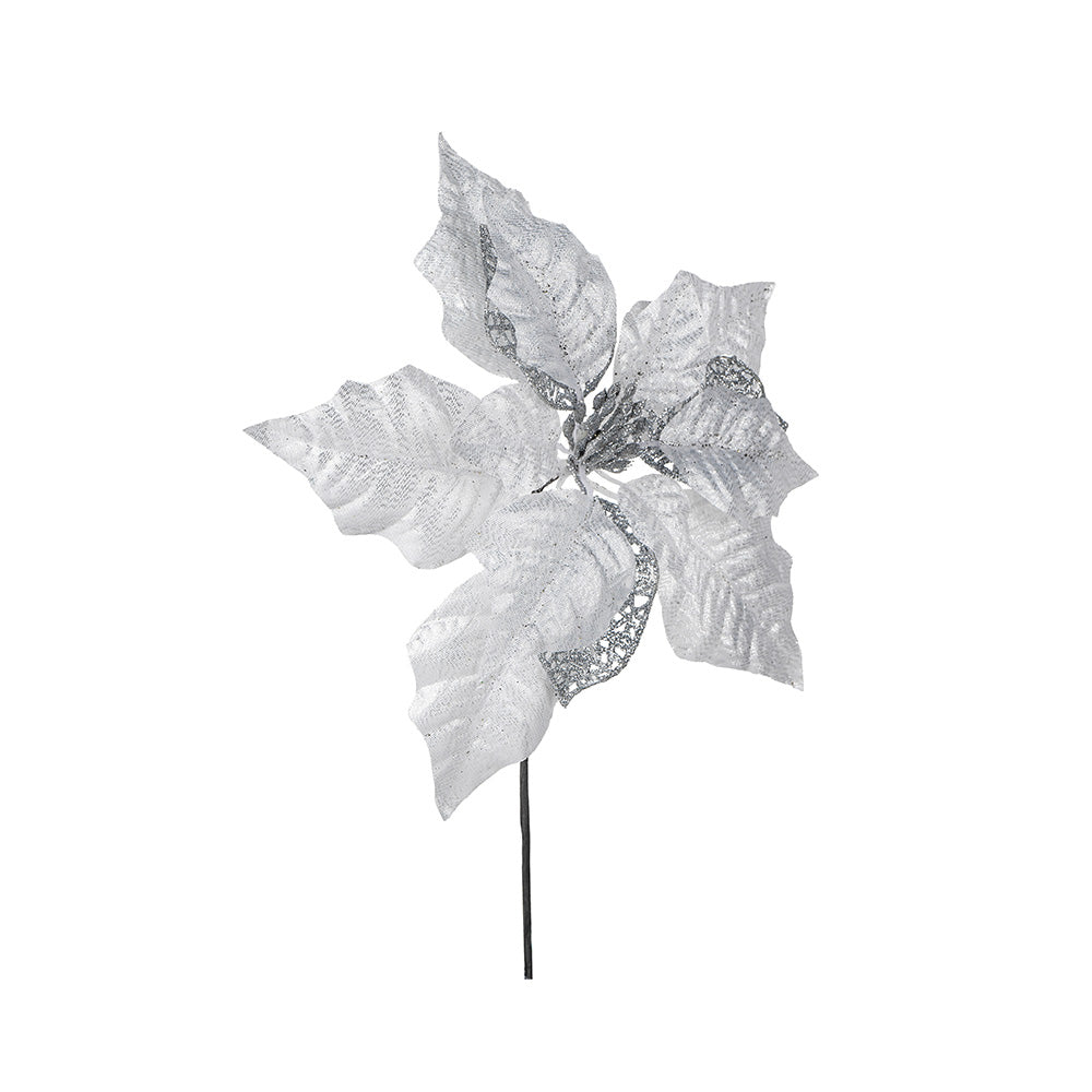 Artificial Silver Poinsettia Stem