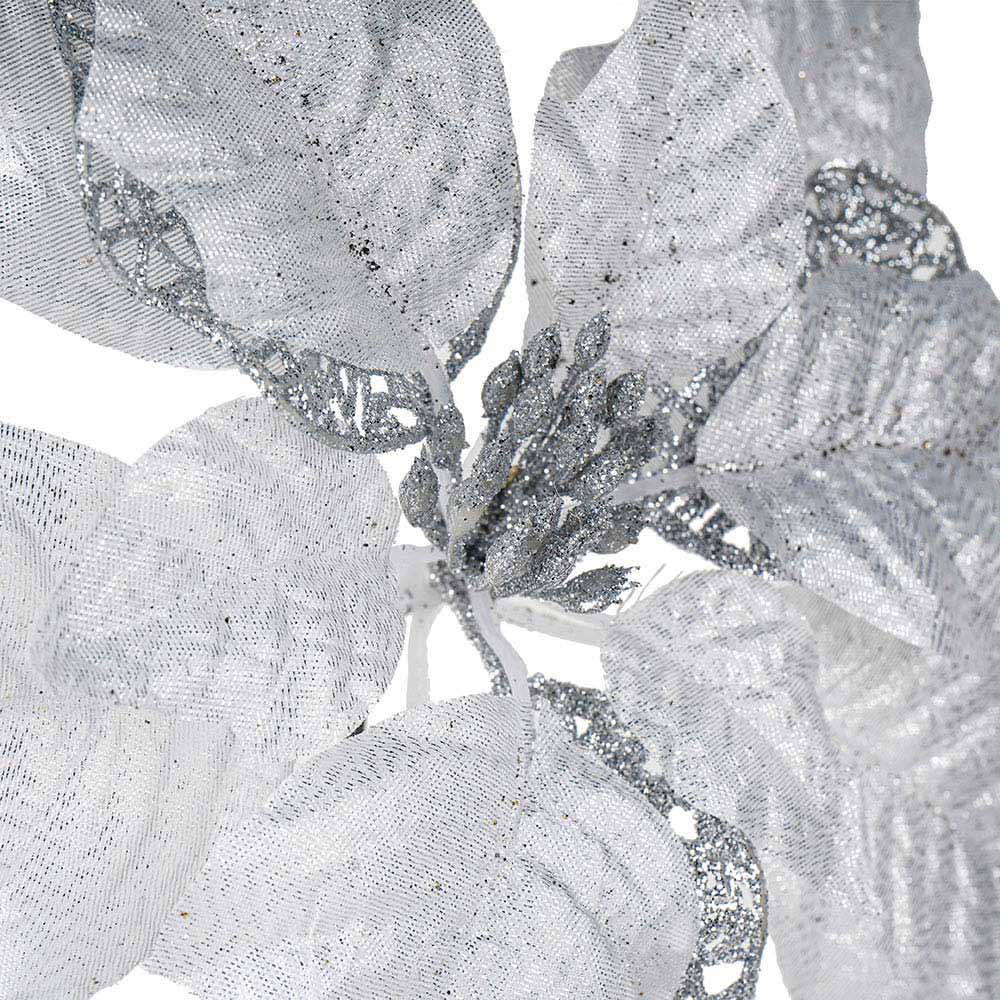 Artificial Silver Poinsettia Stem