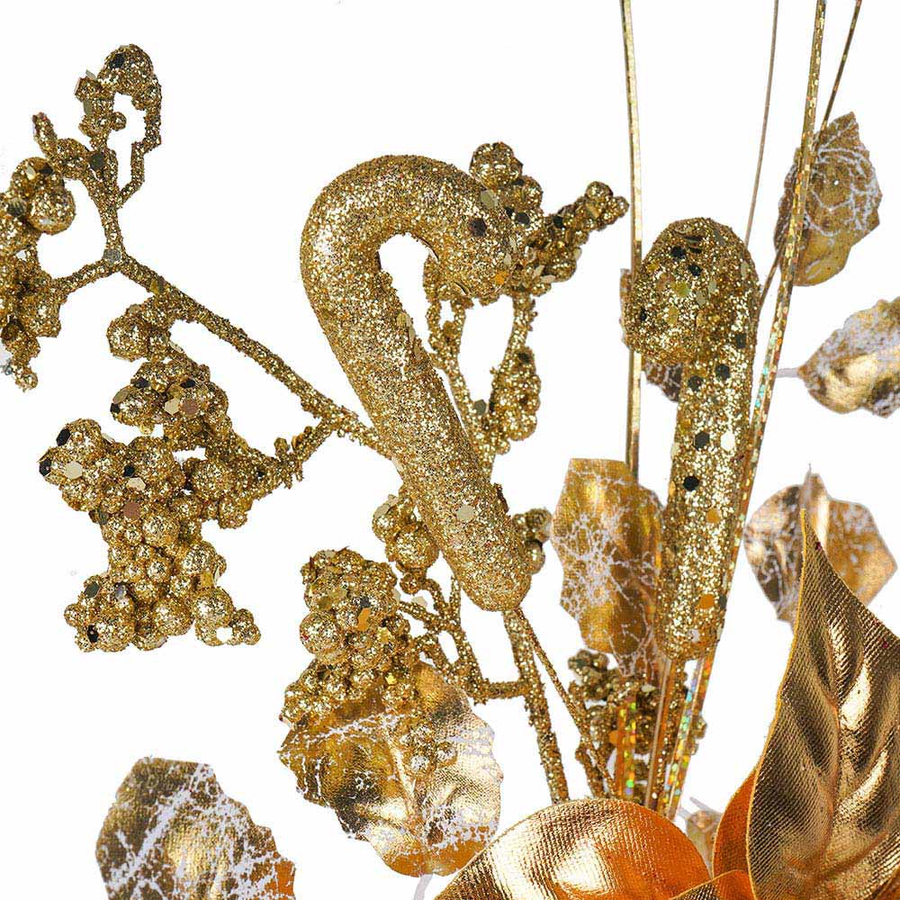 Artificial Gold Poinsettia Pick