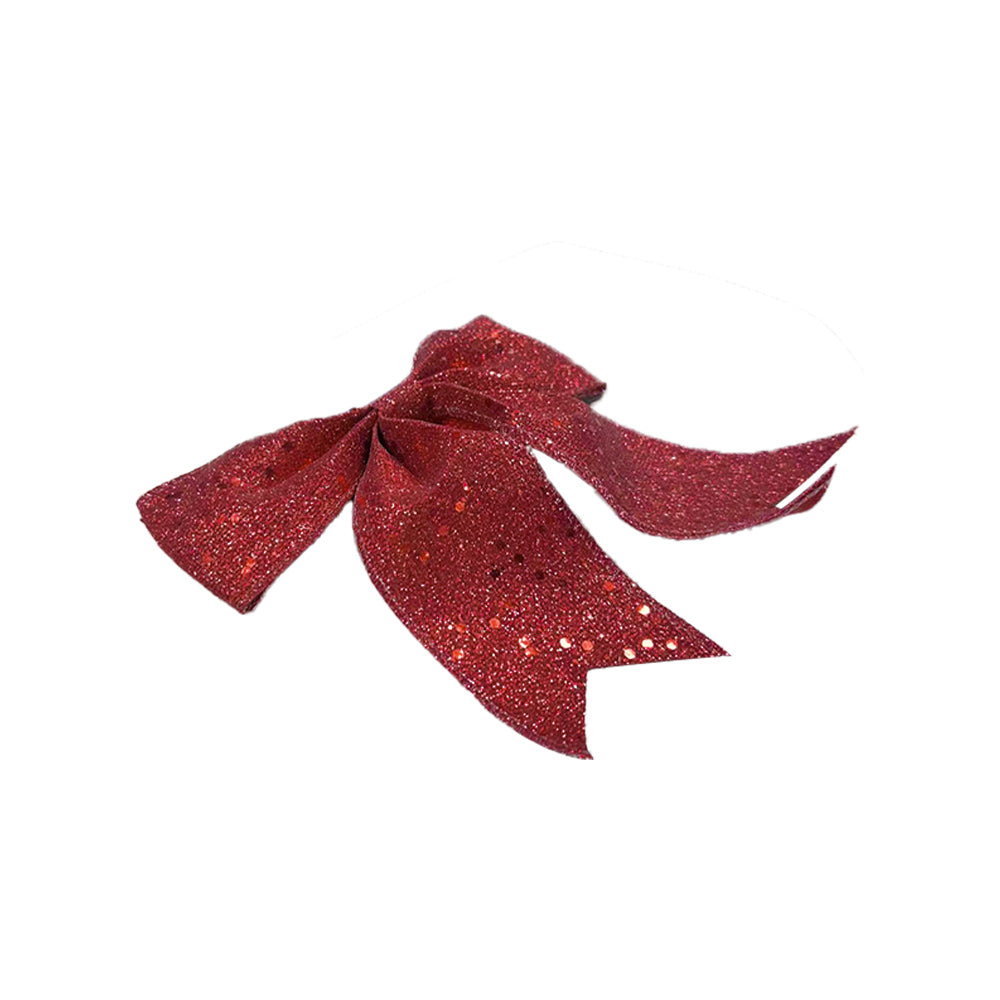 Artificial Bowknot Ornament Red Glitter