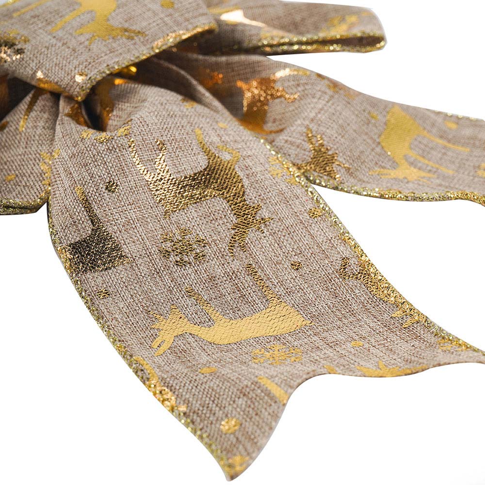 Artificial Bowknot Ornament Golden Reindeer