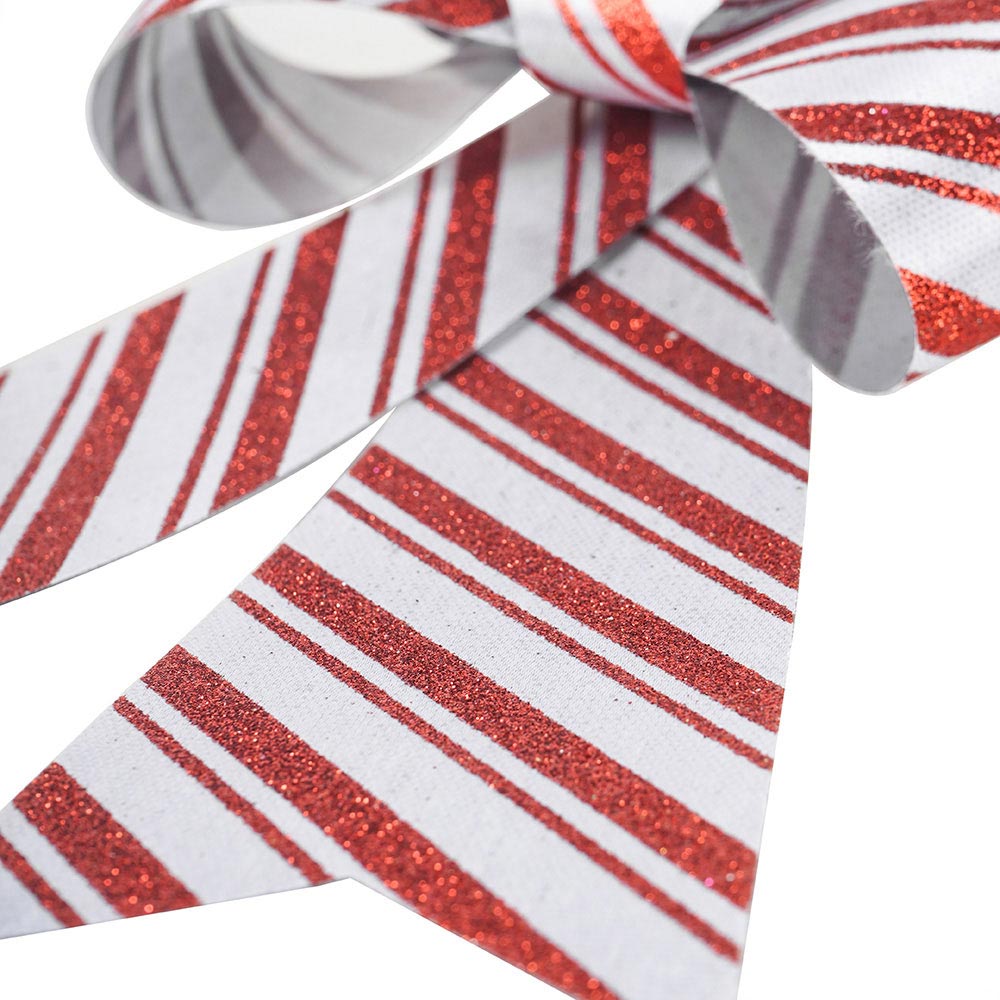 Artificial Bowknot Ornament Striped Red&White