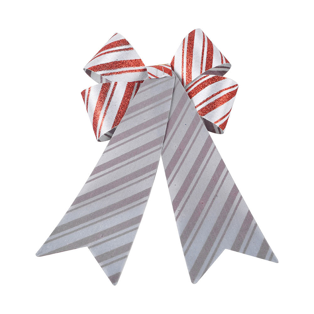 Artificial Bowknot Ornament Striped Red&White