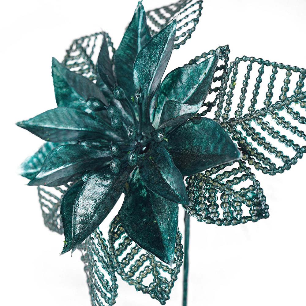Artificial Poinsettia Pick Blackish Green