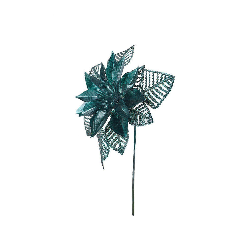 Artificial Poinsettia Pick Blackish Green