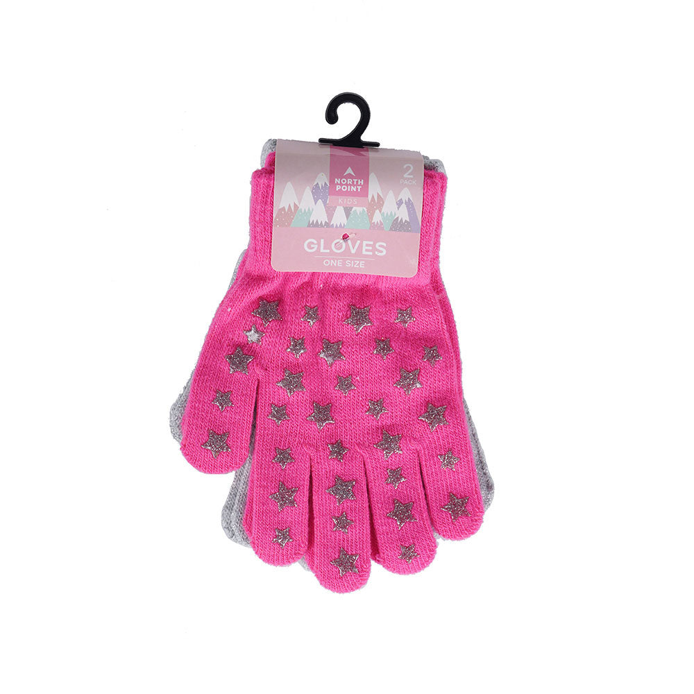 Girls Magic Glitter Star Gloves 2 Pack