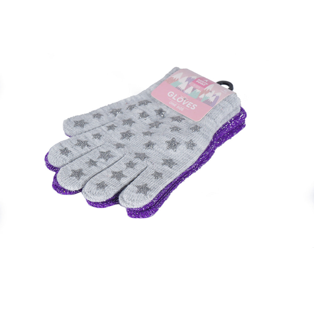 Girls Magic Glitter Star Gloves 2 Pack