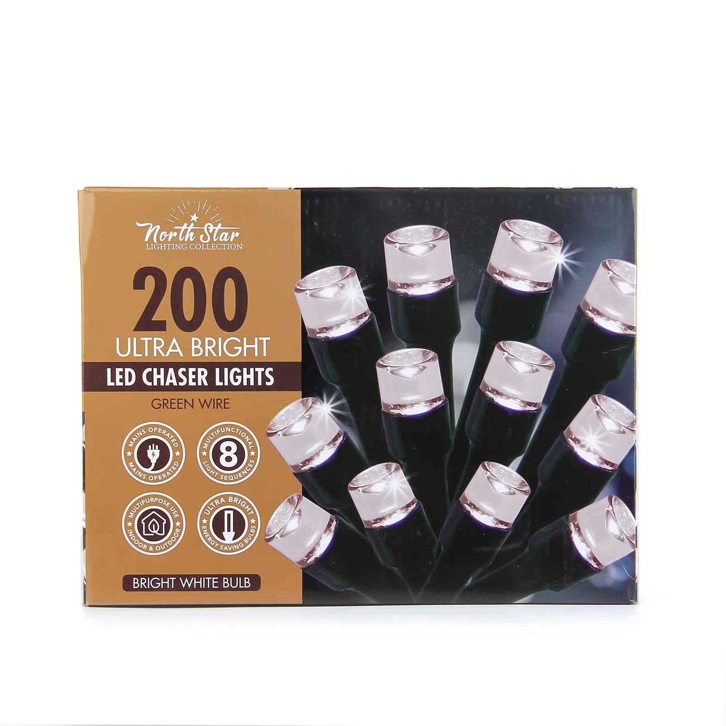 200 LED Chaser Lights Green Wire