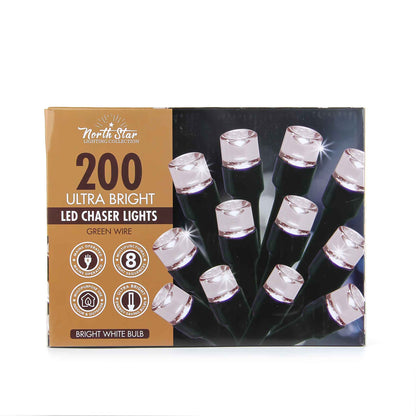 200 LED Chaser Lights Green Wire