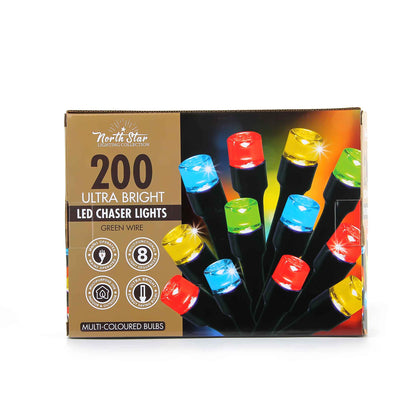200 LED Chaser Lights Green Wire
