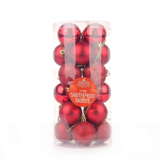 Baubles Red 24X50Mm