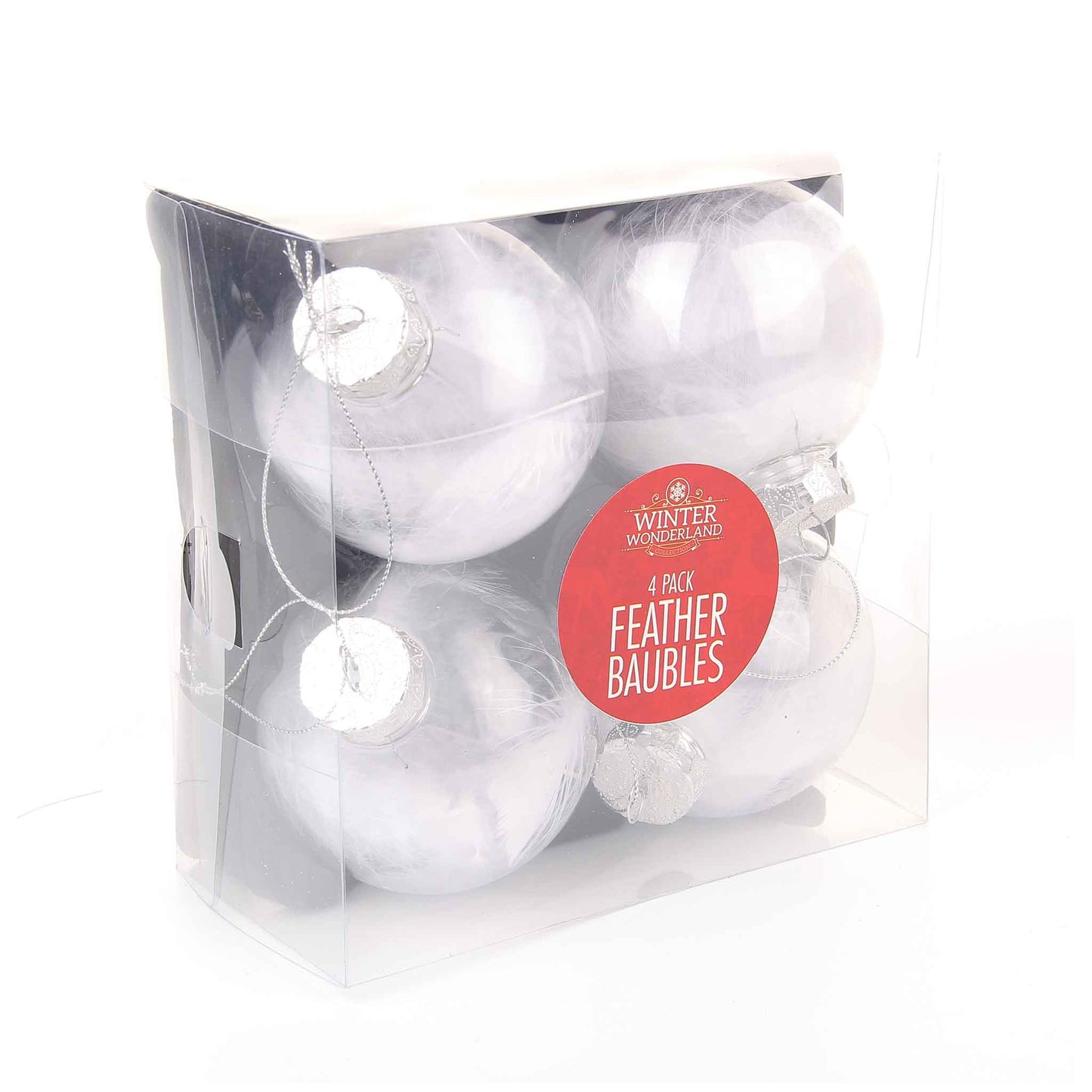 4Pk Feather Baubles