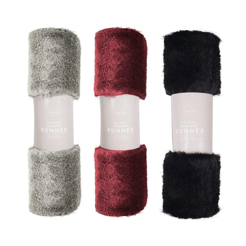 Shimmer Rug Runner 57X100 (Red/Black/Silver)