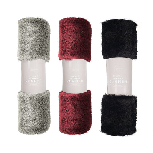 Shimmer Rug Runner 57X100 (Red/Black/Silver)