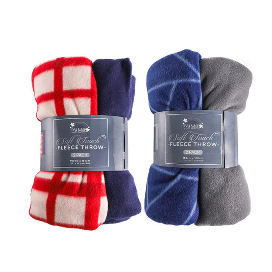 Fleece Throw 2 Pack 100x150cm