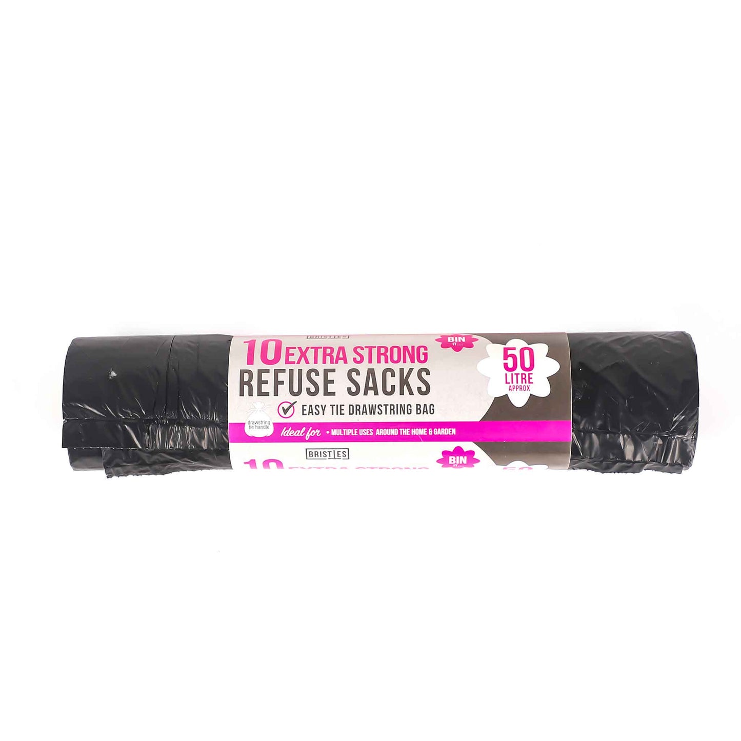 Drawst Black Refuse Sacks 50L 10S x 3PK